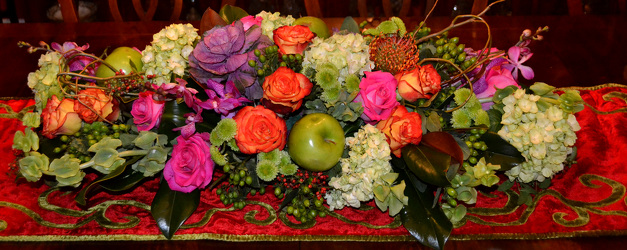 Green Apple Holiday Centerpiece  from Mockingbird Florist in Dallas, TX