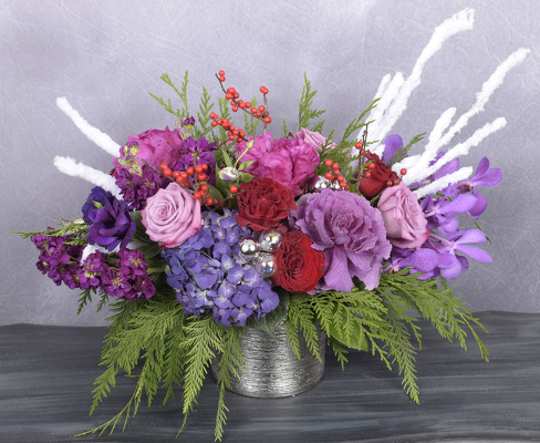 Holiday in Purples & Peonies from Mockingbird Florist in Dallas, TX
