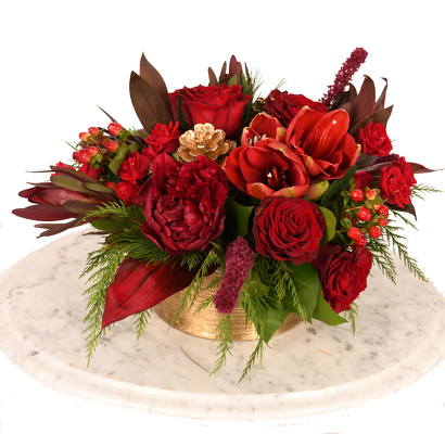 Holiday in Red Centerpiece from Mockingbird Florist in Dallas, TX