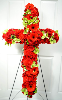 Red Sympathy Cross from Mockingbird Florist in Dallas, TX