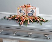 Scrapebooking Themed Casket Spray or Table Arrangment