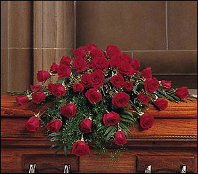 Blooming Red Roses Casket Spray Sympathy