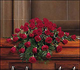 Blooming Red Roses Casket Spray Sympathy
