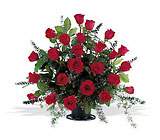 Blooming Red Roses Basket Sympathy Flowers