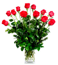Our Best Premium Roses in a Contemperary Vase from Mockingbird Florist in Dallas, TX