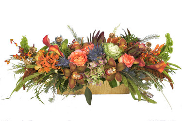 <H1> Gilded Fall Centerpiece </H1> from Mockingbird Florist in Dallas, TX