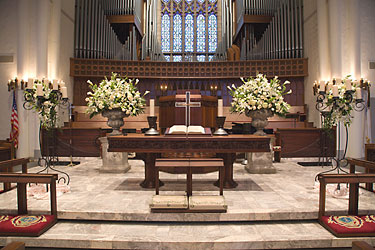 Highland Park United Methodist Church Ceremony Flowers from Mockingbird Florist in Dallas, TX