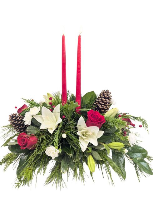 <H1> Christmas Centerpiece </h1>  from Mockingbird Florist in Dallas, TX