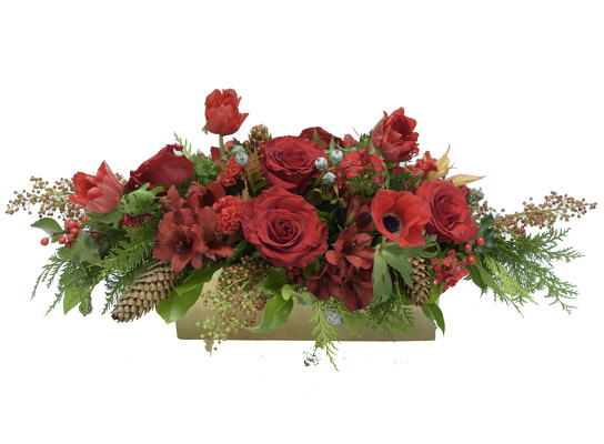 Dashing Holiday Centerpiece from Mockingbird Florist in Dallas, TX