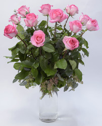 12 Lush Pink  Roses   from Mockingbird Florist in Dallas, TX