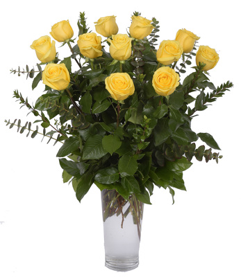 12 Lush Yellow Roses   from Mockingbird Florist in Dallas, TX