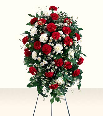 Crimson & White Standing Spray from Mockingbird Florist in Dallas, TX