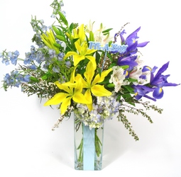 It's a Boy flower arrangement from Mockingbird Florist in Dallas, TX